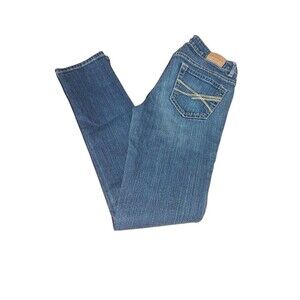 Aeropostale Bayla Dark Wash Embroidered Skinny Jeans 3/4 Regular 28